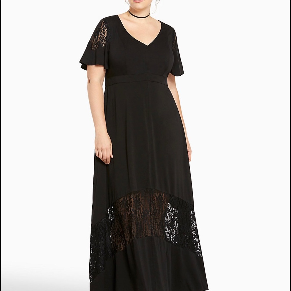 Challis lace inset maxi dress